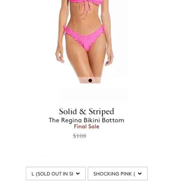 New SOLID & STRIPED Bikini Regina Ruffle Frill Bottoms 90s Tie String Cheeky - Picture 6 of 15